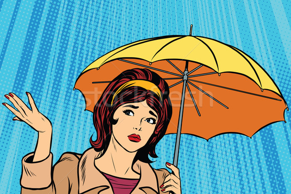 Belle triste fille pluie parapluie intempéries [[stock_photo]] © studiostoks