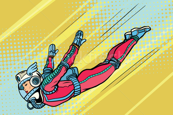 woman superhero flying in a futuristic space suit Stock photo © studiostoks