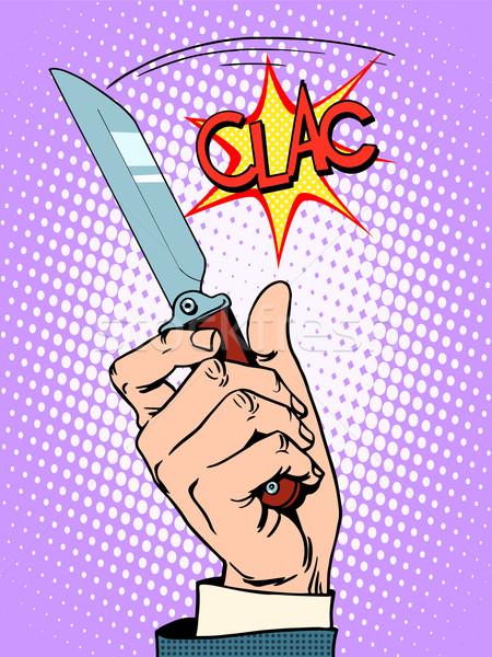 Crimă cuţit braţ bandit pop art stil retro Imagine de stoc © studiostoks