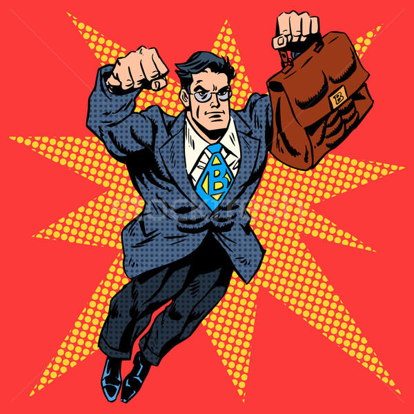бизнесмен superhero работу полет бизнеса ретро-стиле Сток-фото © studiostoks