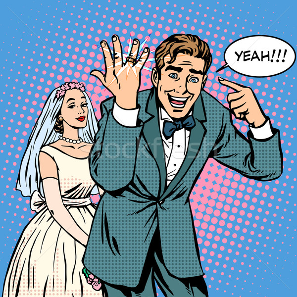 Happy bride and groom wedding Stock photo © studiostoks