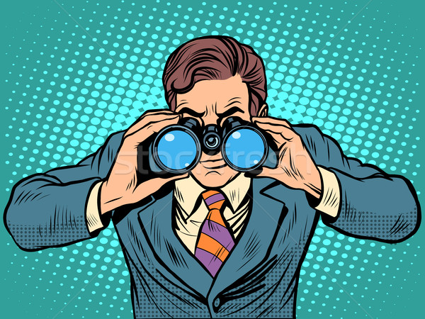 Businessman looking through binoculars. Lead vision Navigator Stock photo © studiostoks
