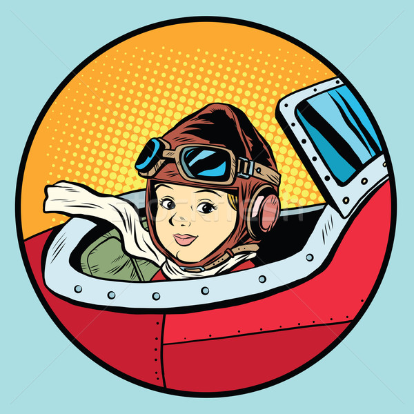 Gyermek pilóta repülőgép játék álom légi közlekedés Stock fotó © studiostoks