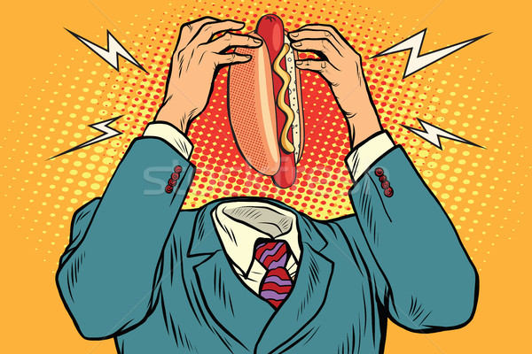 Hunger hot dog Kopf Jahrgang Pop-Art Retro Stock foto © studiostoks