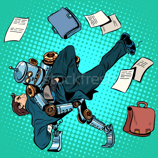 Fighting robot and human, artificial intelligence, new technolog Stock photo © studiostoks