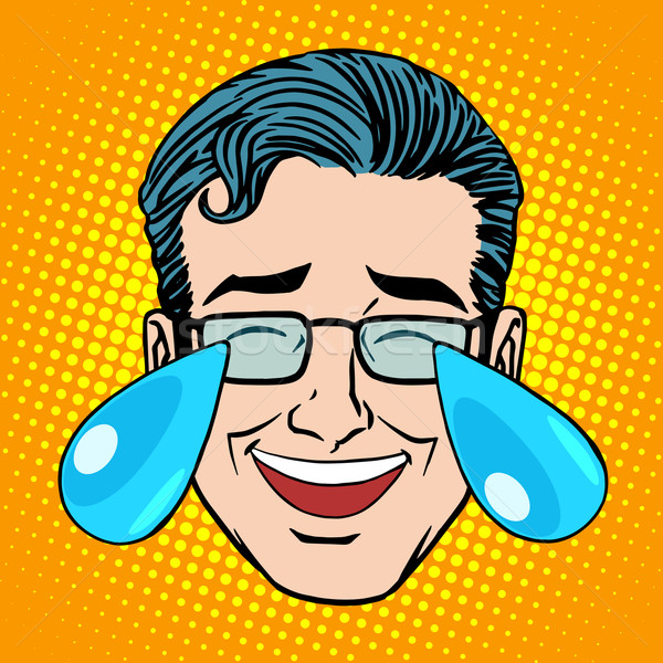 Retro Emoji tears joy man face Stock photo © studiostoks