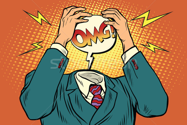 Omg Stress Kopfschmerzen Jahrgang Pop-Art Retro Stock foto © studiostoks