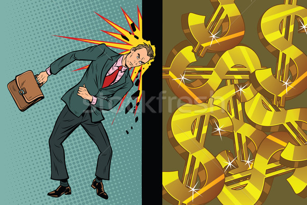 Businessman breaks the wall of his head, dollars and wealth Stock photo © studiostoks