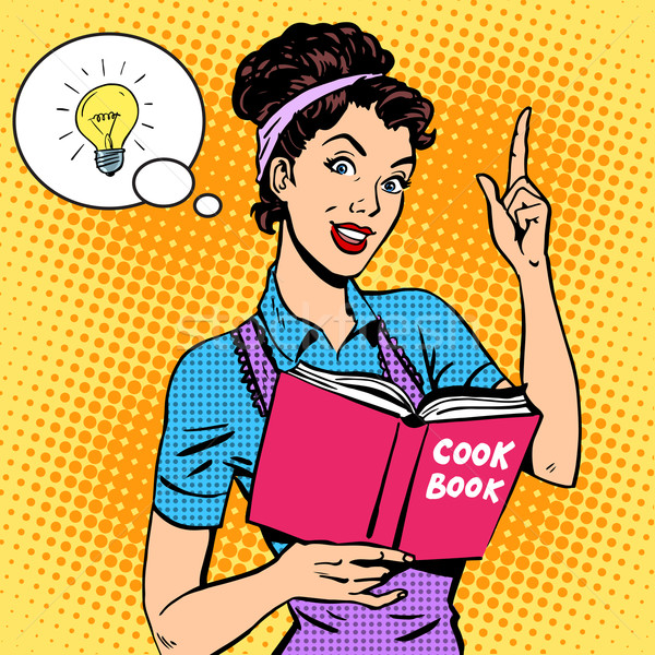Fikirler yemek kitabı ev kadını gıda pişirme Stok fotoğraf © studiostoks