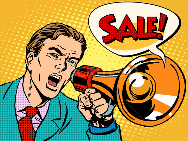 Agitator with megaphone announces sale Stock photo © studiostoks