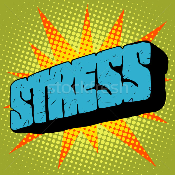 Pierre mot stress texte pop art style rétro Photo stock © studiostoks