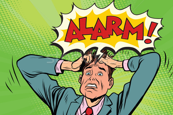 Alarme empresário pânico retro cara Foto stock © studiostoks