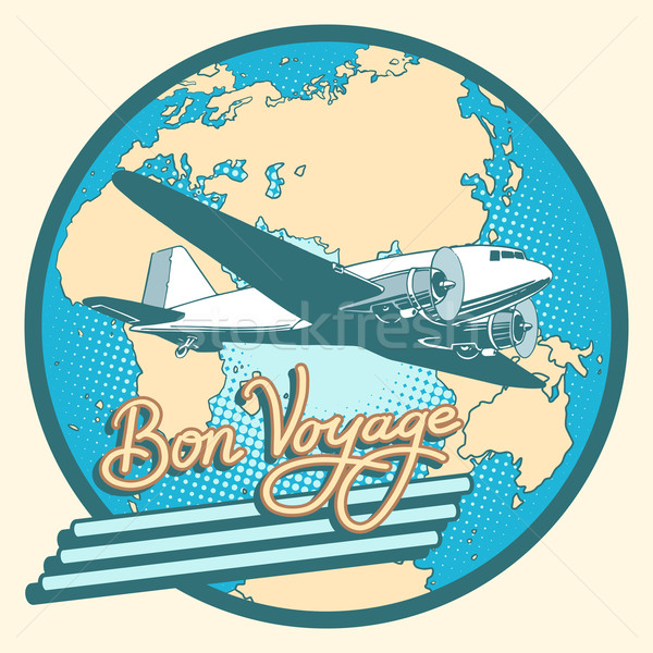 Bon voyage abstract retro plane poster Stock photo © studiostoks