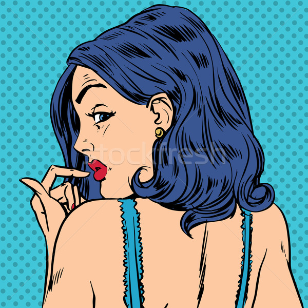 Surprised woman looks back pop art comics retro style Halftone Stock photo © studiostoks