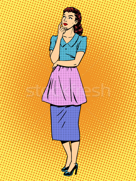 Stock photo: Woman housewife thinks