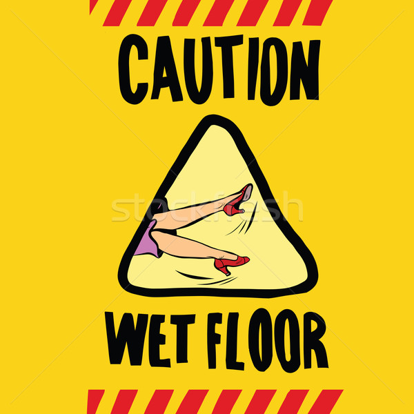 caution wet floor female feet Stock photo © studiostoks