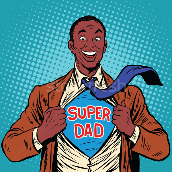 African American joyful super dad Stock photo © studiostoks