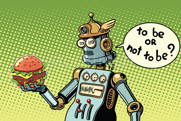 Robot hamburger fast-food değil sahne pop art Stok fotoğraf © studiostoks