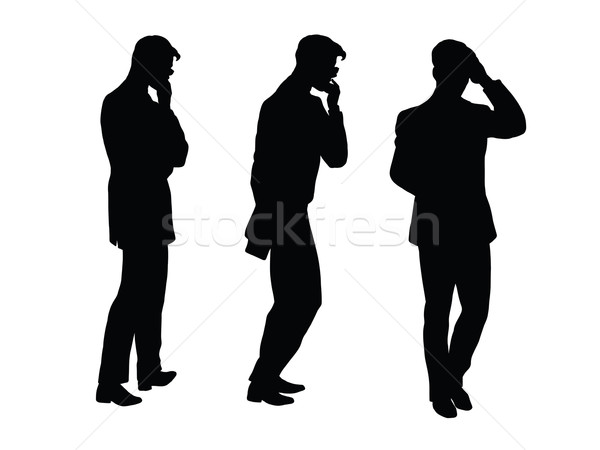 Male businessman thinks goes black silhouette figure Stock photo © studiostoks