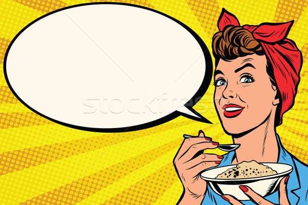 Stock photo: Woman with bowl of delicious cereal