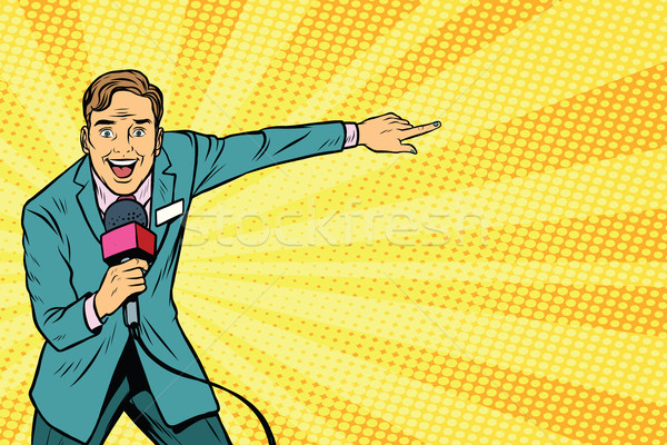 joyful TV reporter broadcasts live Stock photo © studiostoks