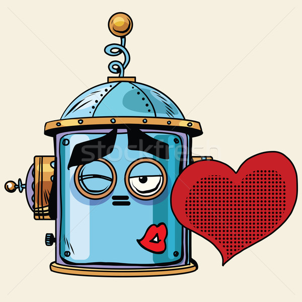 Foto stock: Emoticon · amor · beijo · robô · cabeça · emoticon