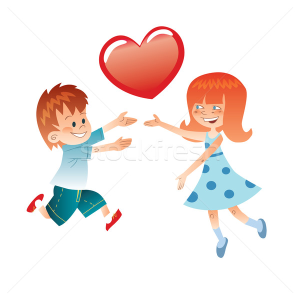 Love the boy and girl with a red heart Stock photo © studiostoks