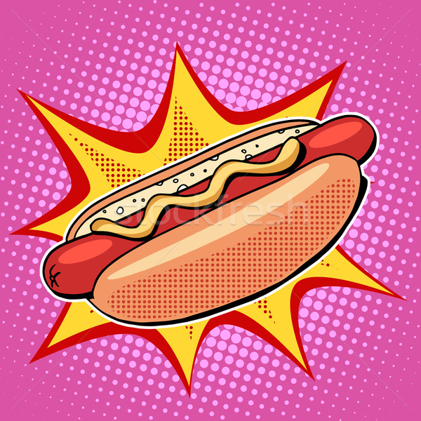 Hot dog fast food vector pop art stil stil retro Imagine de stoc © studiostoks