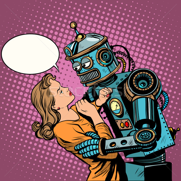 Robot nő szeretet számítógép technológia pop art Stock fotó © studiostoks
