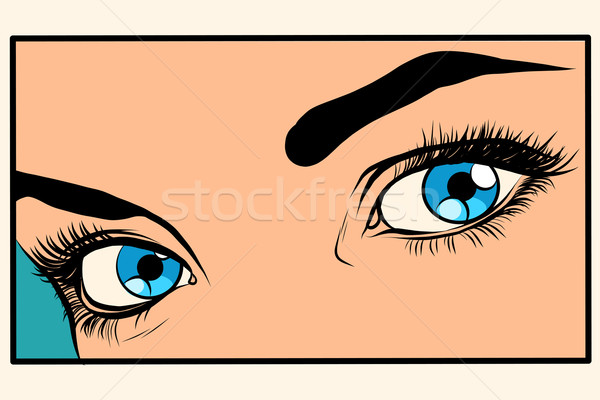 美しい 青い目 少女 ポップアート レトロスタイル クローズアップ ストックフォト © studiostoks
