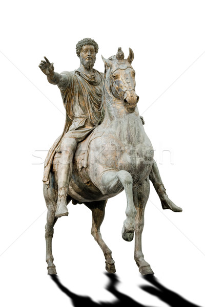 Imperatore isolato bianco equitazione cavallo statua Foto d'archivio © Studiotrebuchet