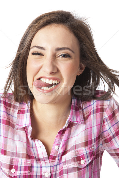 portrait of a beautiful young short haired woman Stock photo © Studiotrebuchet