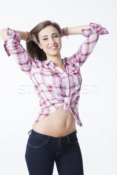 portrait of a beautiful young short haired woman Stock photo © Studiotrebuchet