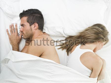Anziehend Paar Liebe weiß Bett Mann Stock foto © Studiotrebuchet