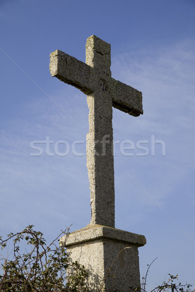święty Christian krzyż Błękitne niebo chmury krajobraz Zdjęcia stock © Studiotrebuchet