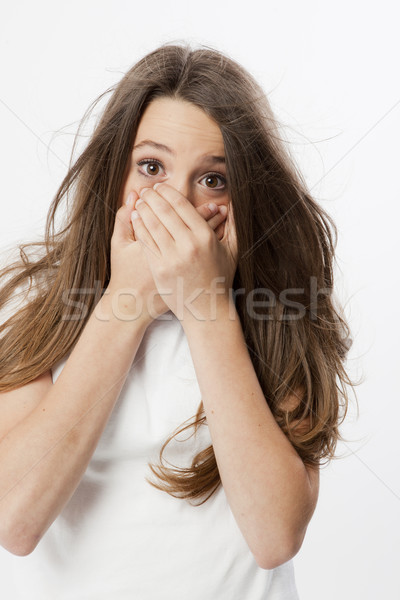 Real joven funny gesto nina cara Foto stock © Studiotrebuchet