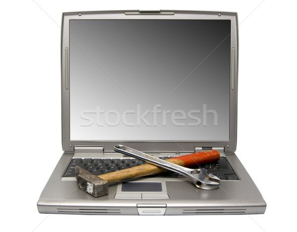 Laptop tools technologie helpen computer werk Stockfoto © Studiotrebuchet
