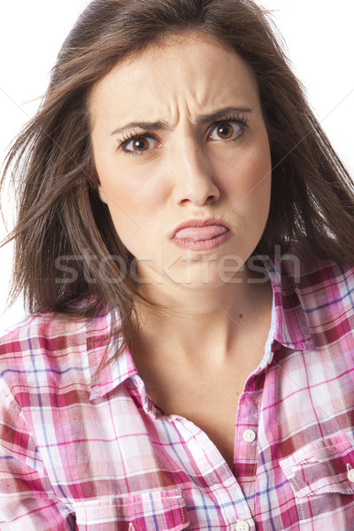 portrait of a beautiful young short haired woman Stock photo © Studiotrebuchet