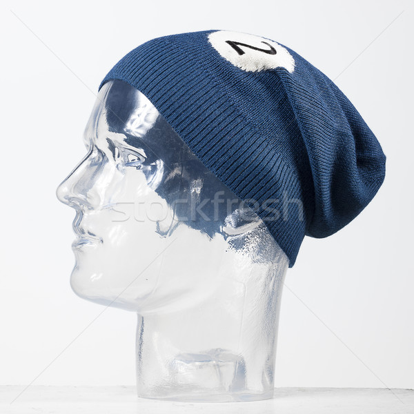 Blauw wollen handgemaakt cap basketbal bal Stockfoto © Studiotrebuchet