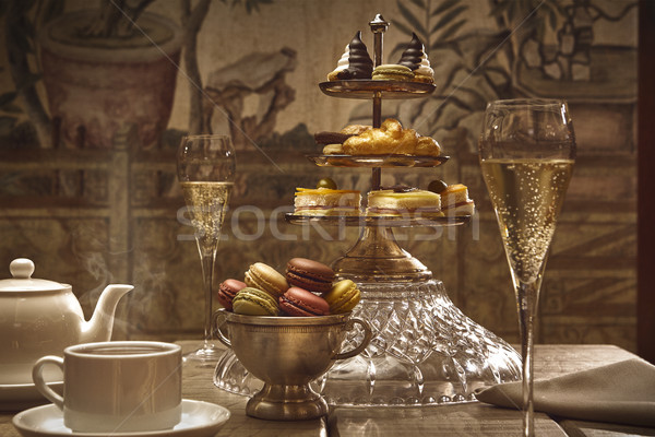 Délutáni tea hotel lobbi szeszélyes luxus kép Stock fotó © Studiotrebuchet