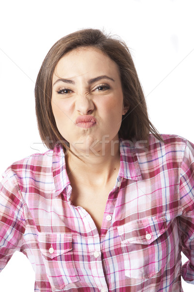 portrait of a beautiful young short haired woman Stock photo © Studiotrebuchet