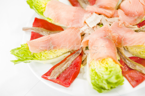 food salmon anchovy salad Stock photo © Studiotrebuchet