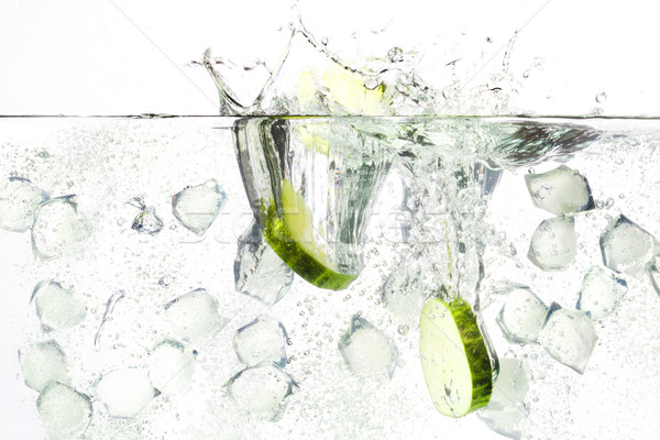 Gin friss kép ital uborka jégkockák Stock fotó © Studiotrebuchet