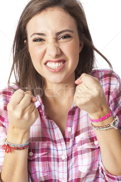 portrait of a beautiful young short haired woman Stock photo © Studiotrebuchet