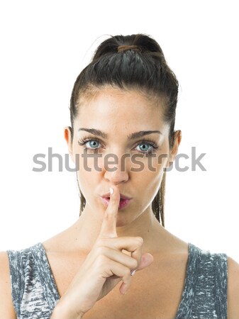 Néma csend fiatal nő kérdez fehér lány Stock fotó © Studiotrebuchet