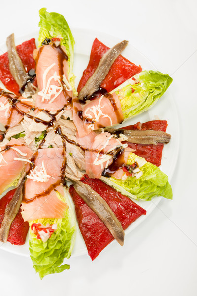 food salmon anchovy salad Stock photo © Studiotrebuchet