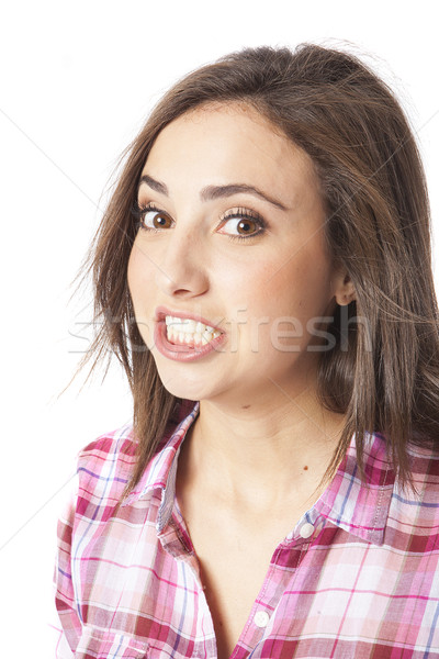 portrait of a beautiful young short haired woman Stock photo © Studiotrebuchet