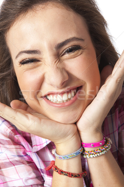 portrait of a beautiful young short haired woman Stock photo © Studiotrebuchet