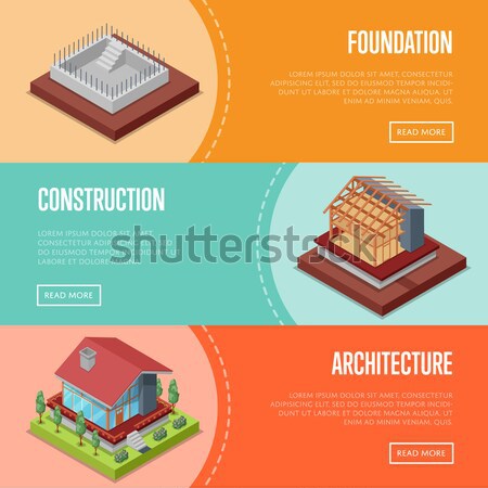 Natural farming isometric horizontal flyers Stock photo © studioworkstock