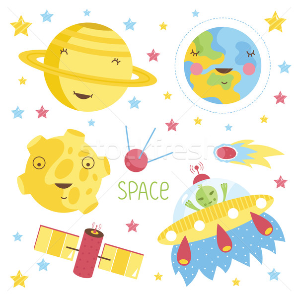 Cartoon illustration about space. Stock photo © studioworkstock